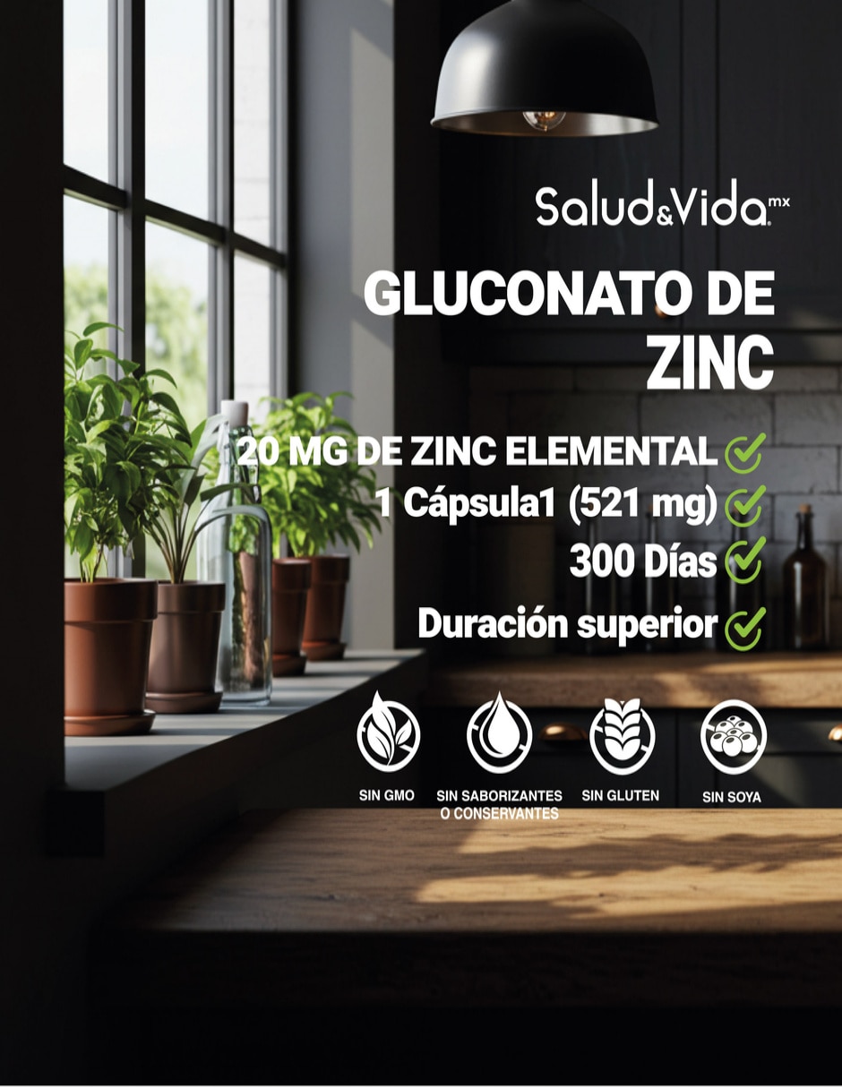 Suplementos alimenticios zinc 20mg 300 cápsulas con gluconato de Zinc 3