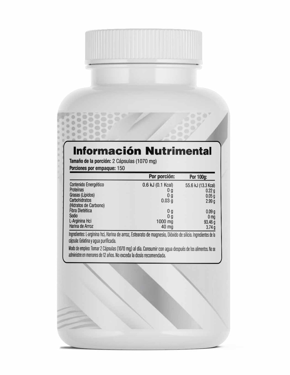 Suplementos alimenticios L-Arginina HCl 300 Cápsulas Salud & Vida MX