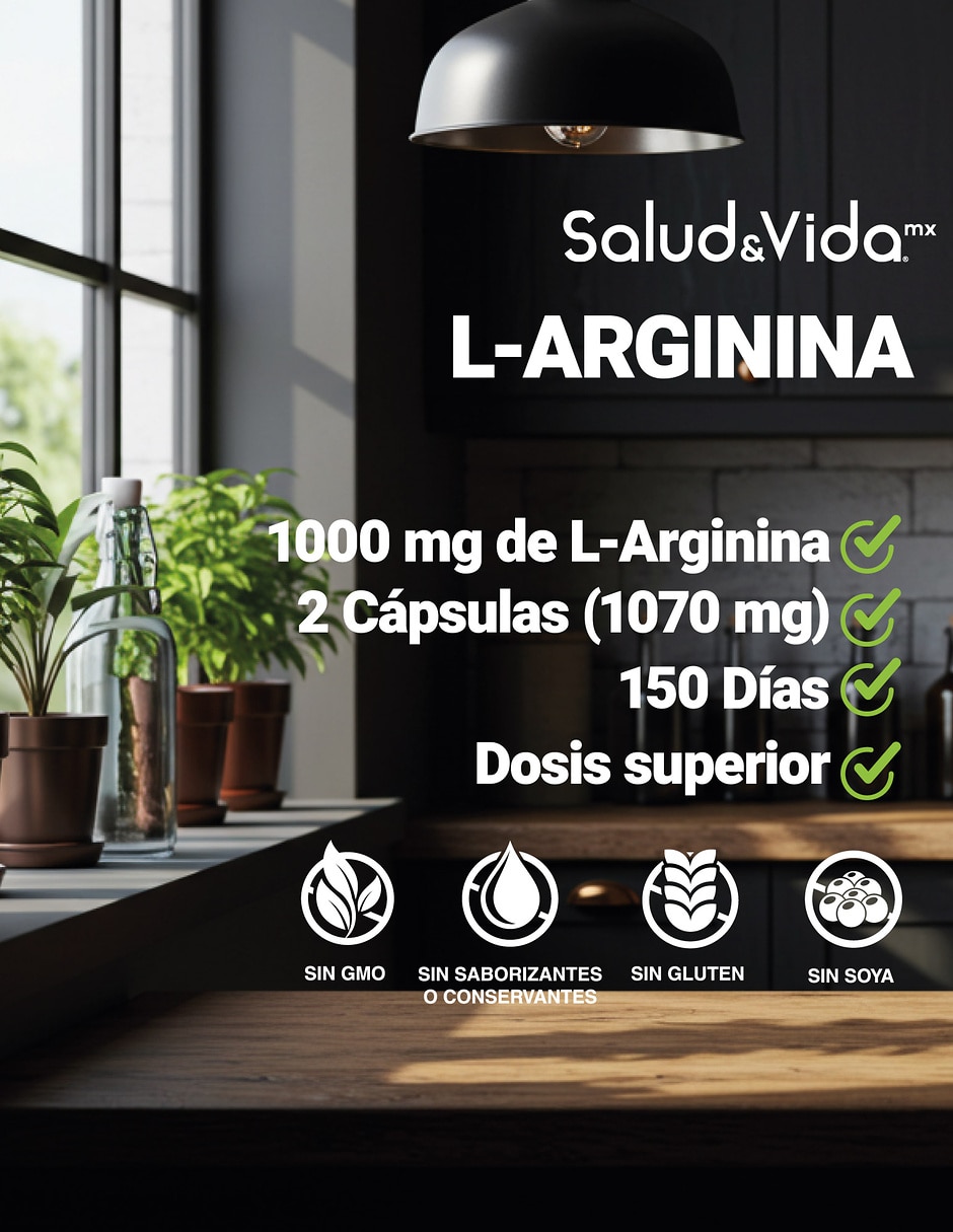 Suplementos alimenticios L-Arginina HCl 300 Cápsulas Salud & Vida MX