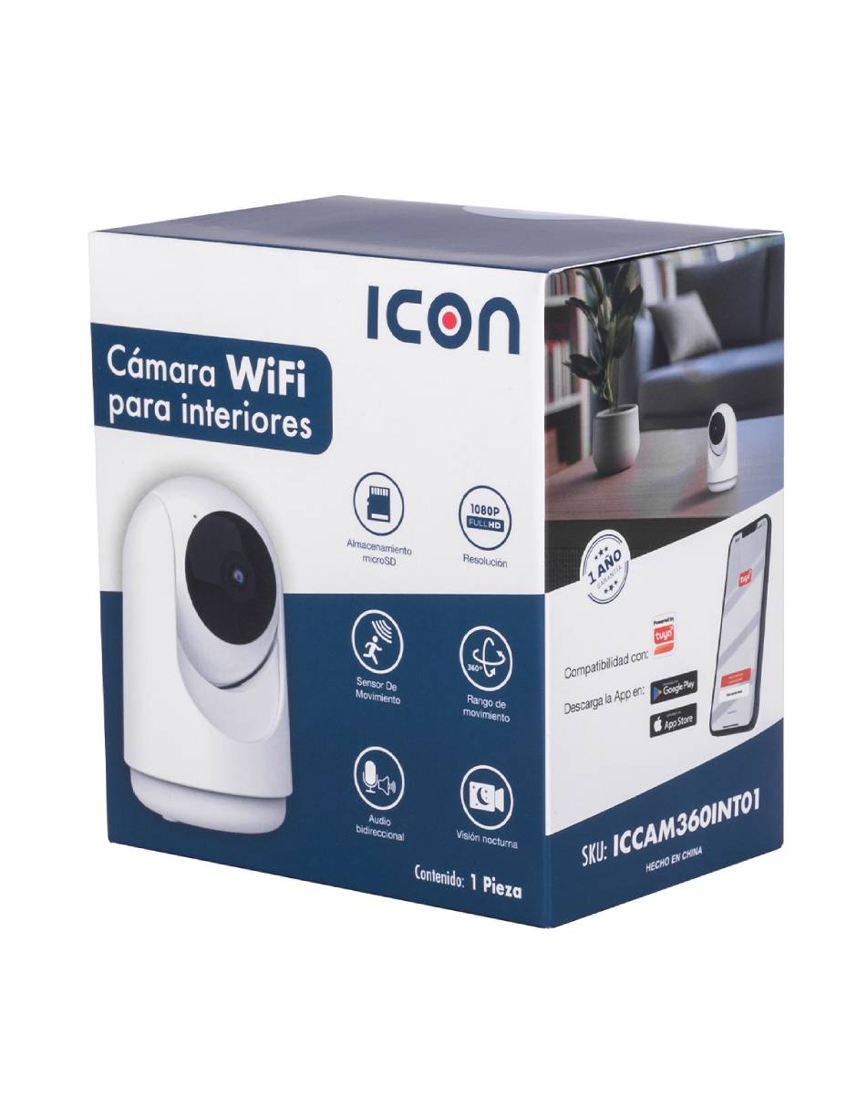Cámara Wi-Fi de seguridad Icon modelo ICCAM360INT01 inalámbrica Full HD 360° grabación visión nocturna para interior