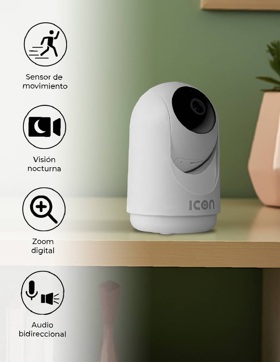 Cámara Wi-Fi de seguridad Icon modelo ICCAM360INT01 inalámbrica Full HD 360° grabación visión nocturna para interior