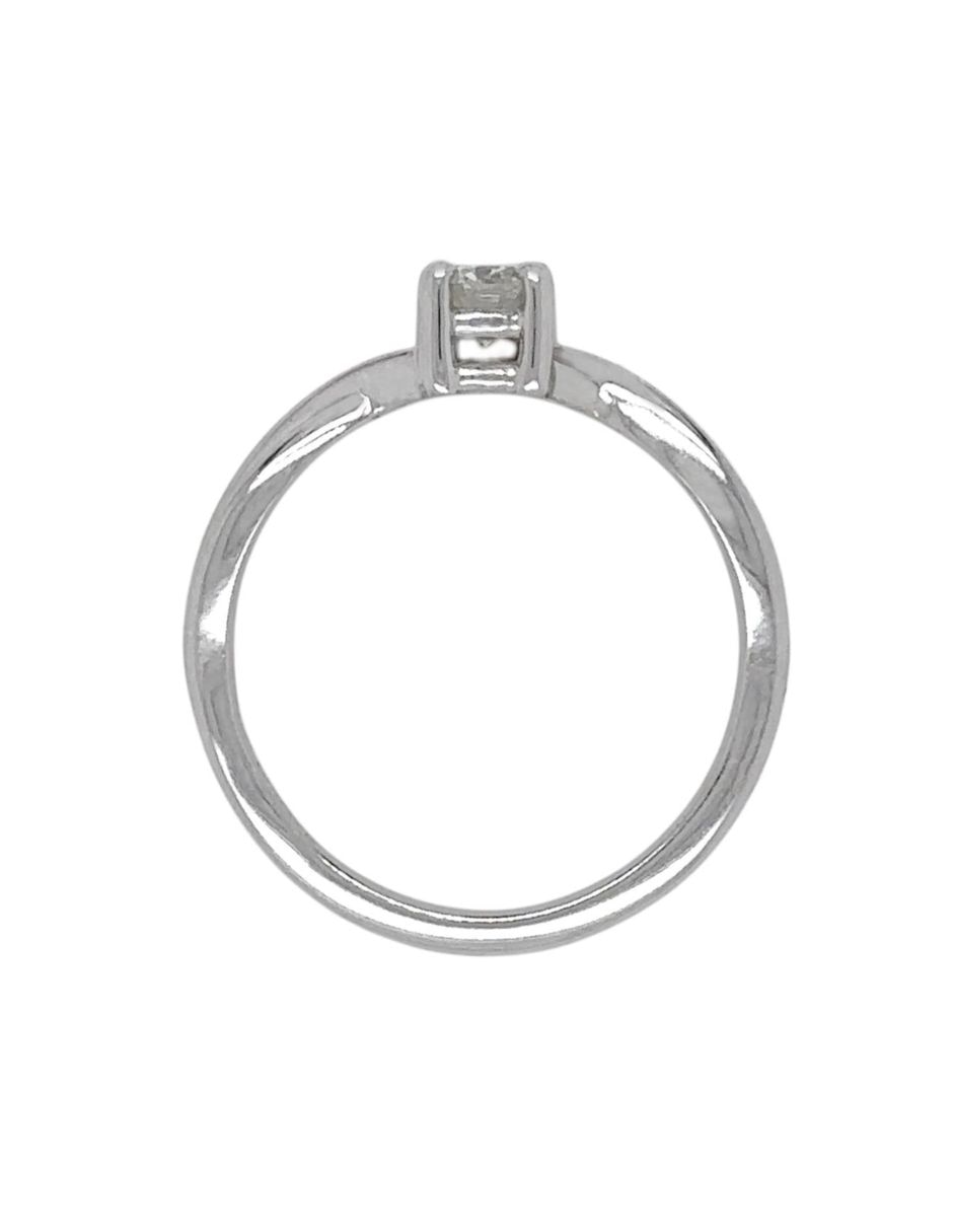 Anillo con gema redondo IDC 14 k de oro blanco diamante brillante