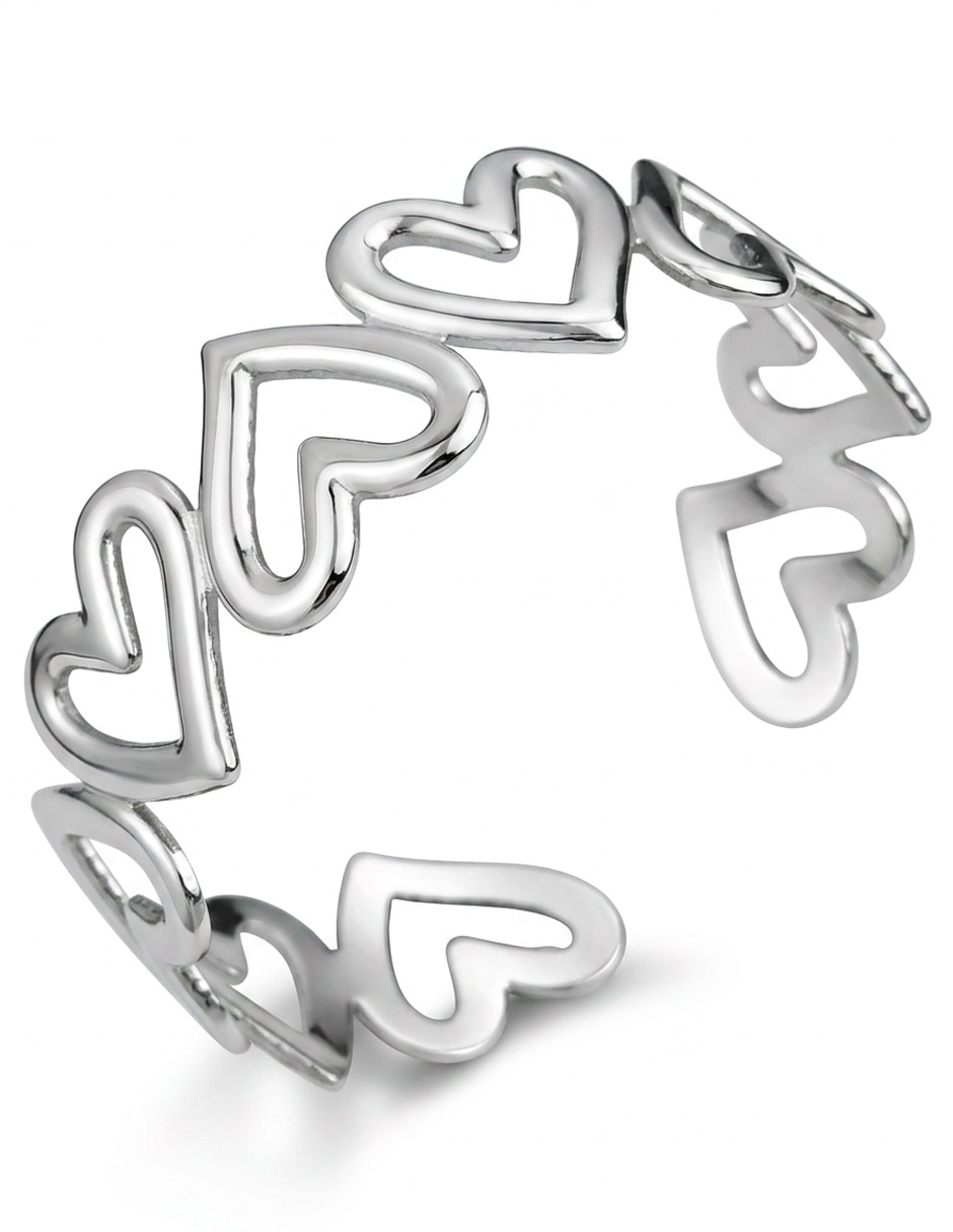 Pulsera Ana maria Mèxico de acero inoxidable con 18 k pulsera plateada corazones acabado baño de oro blanco