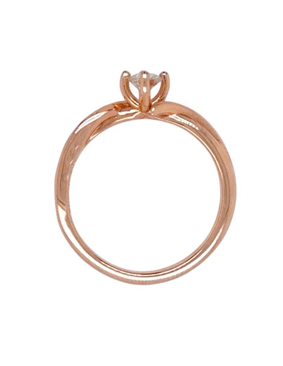 Anillo con gema redondo IDC 14 k de oro rosa diamante brillante