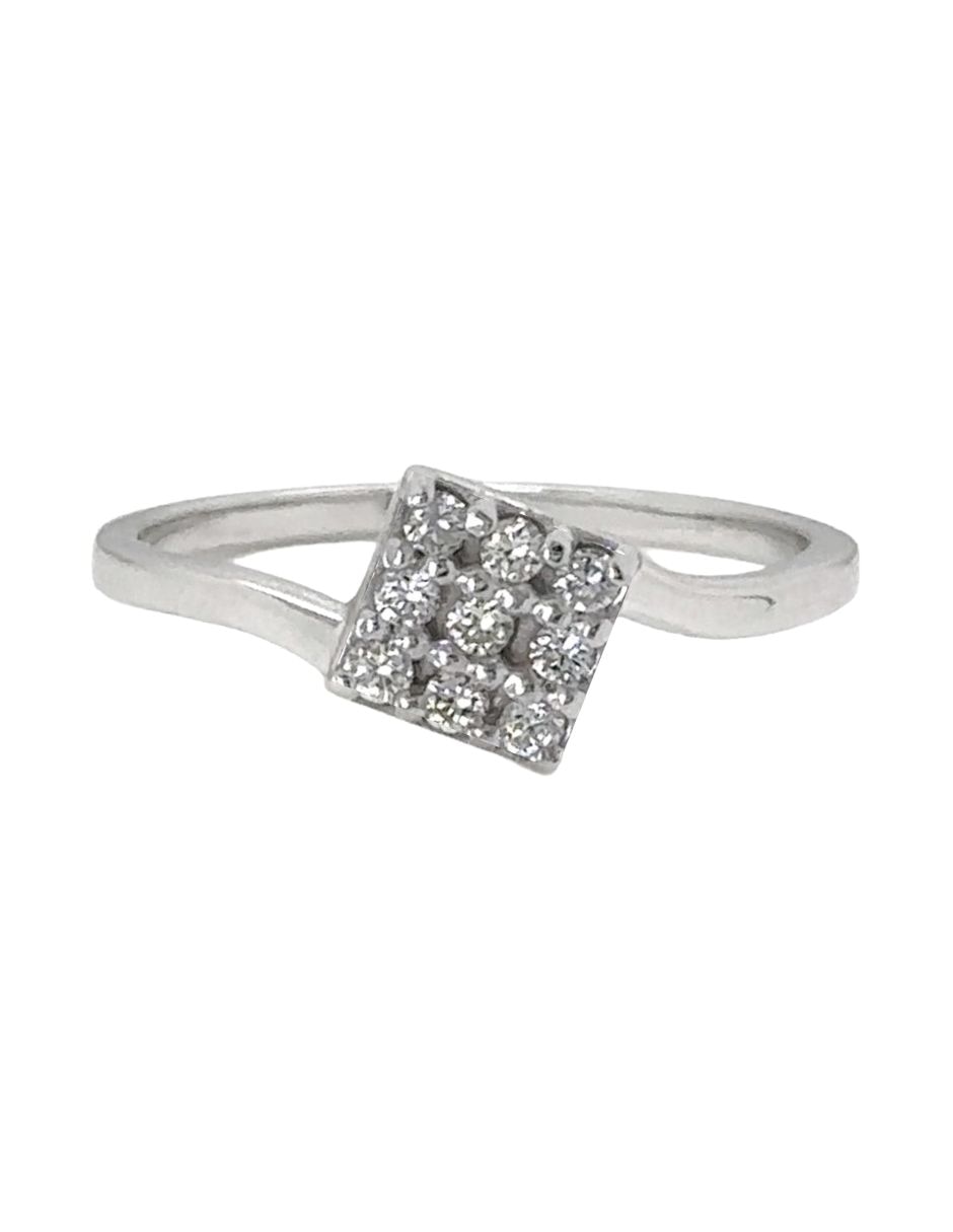 Anillo con gema cuadrada IDC 14 k de oro blanco diamante brillante