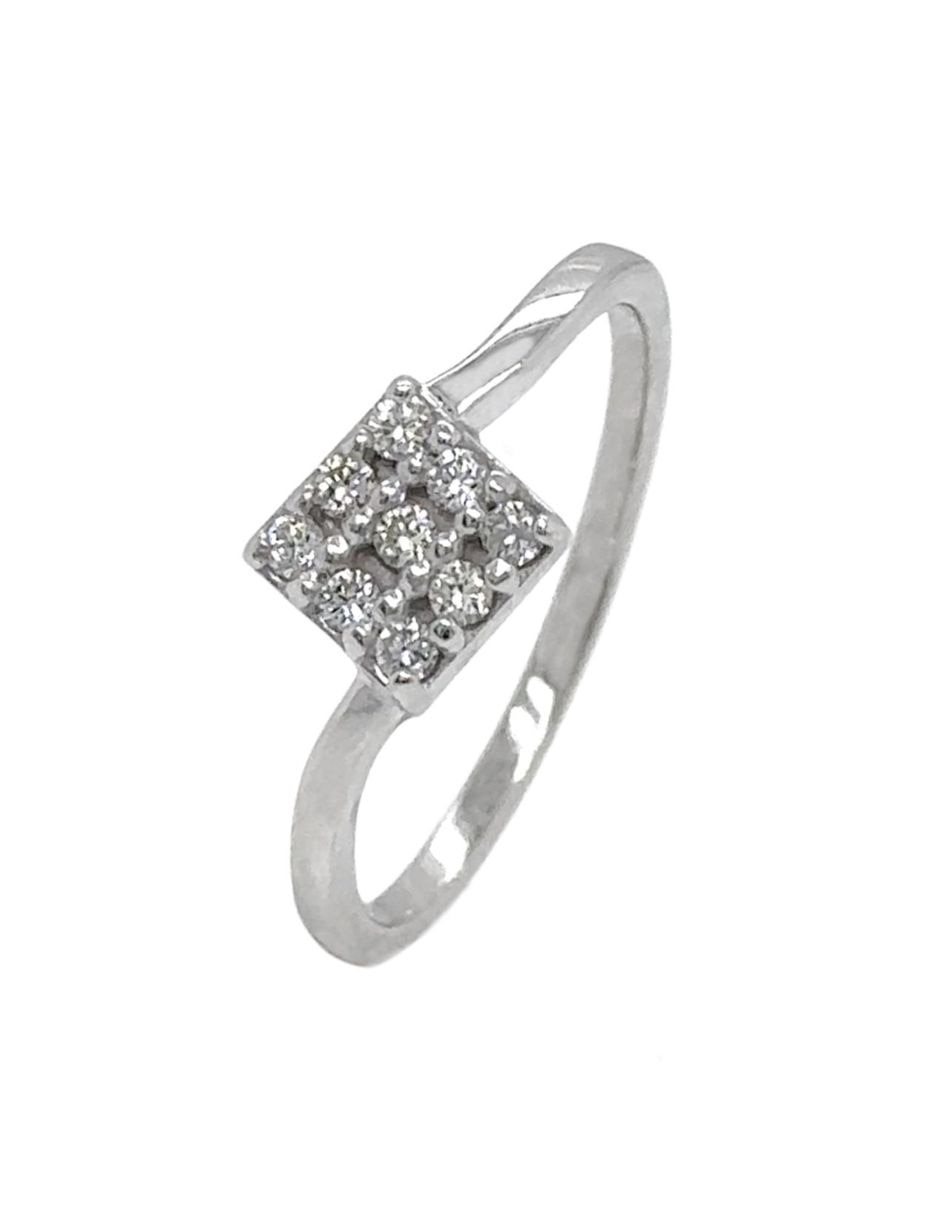 Anillo con gema cuadrada IDC 14 k de oro blanco diamante brillante