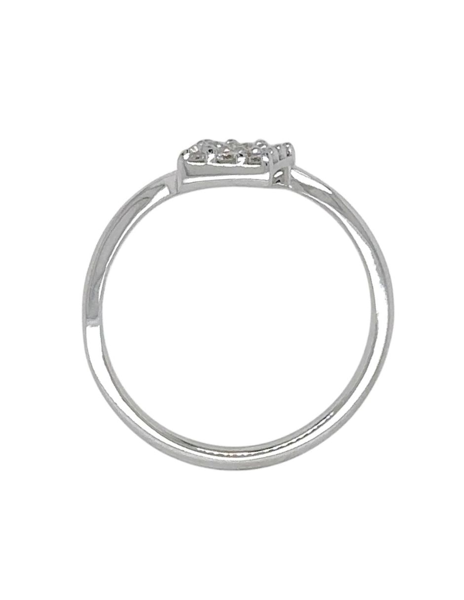 Anillo con gema cuadrada IDC 14 k de oro blanco diamante brillante