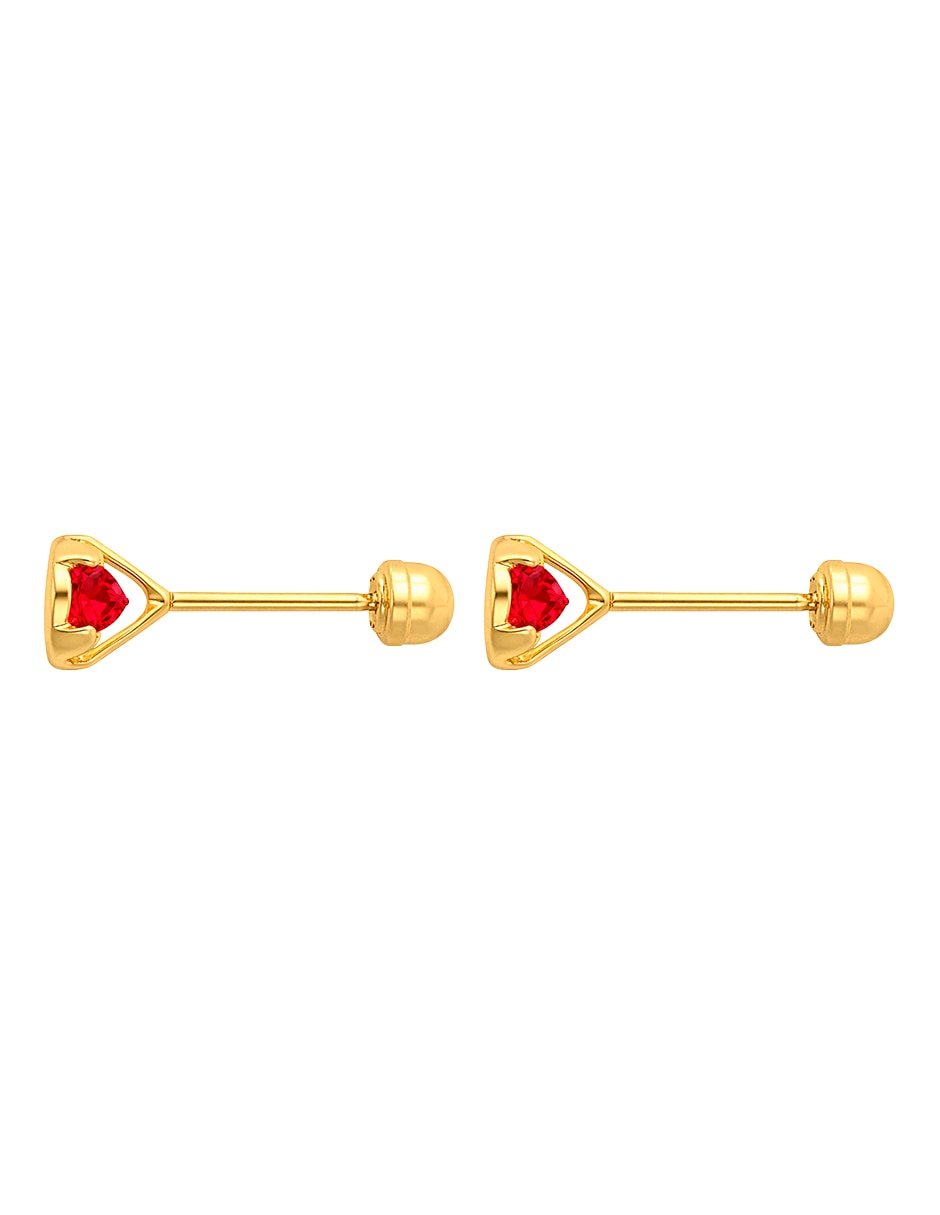 Broqueles de oro 14 k con acabado brillante zirconia 2