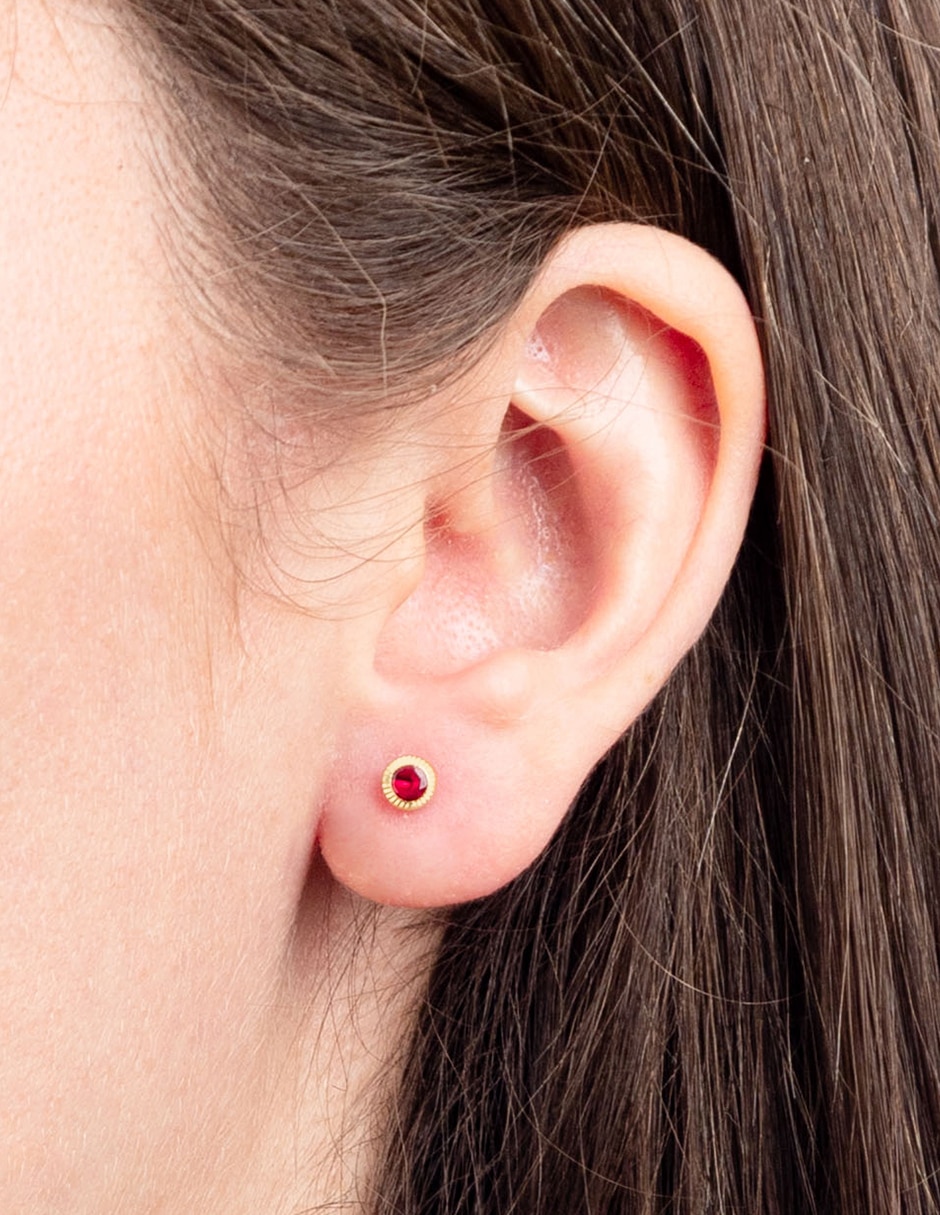 Broqueles de oro 14 k con acabado brillante zirconia 3