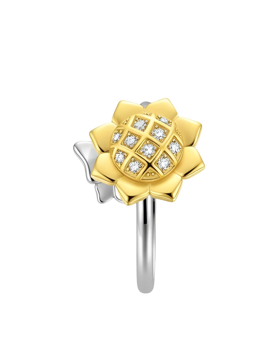 Anillo de flor Xtellar P 925 de plata brillante