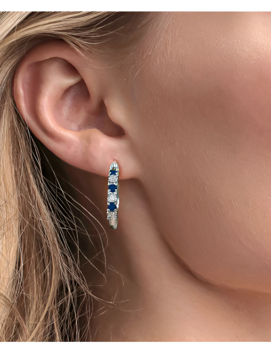 Aretes Aros de plata p925 moissanita 2