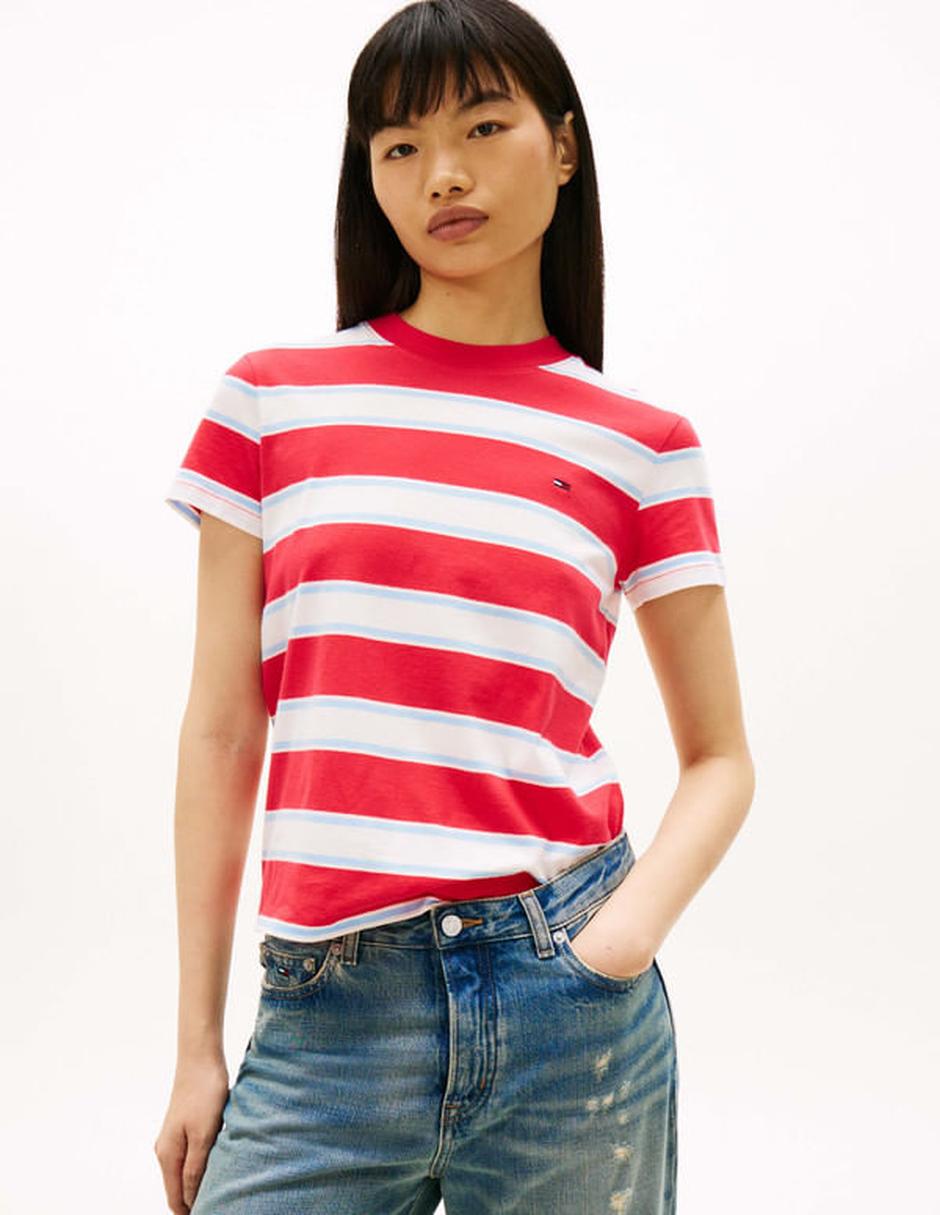 Playera manga corta Tommy Jeans cuello redondo para mujer