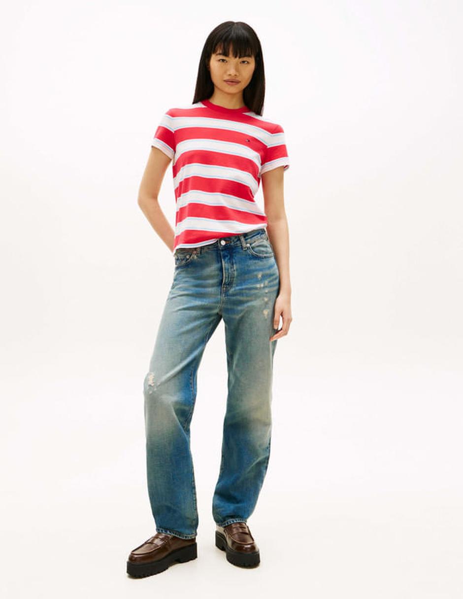 Playera manga corta Tommy Jeans cuello redondo para mujer