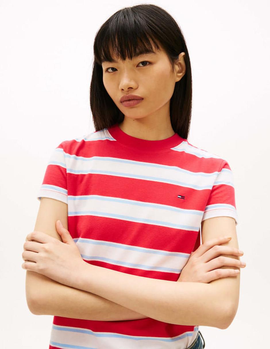 Playera manga corta Tommy Jeans cuello redondo para mujer
