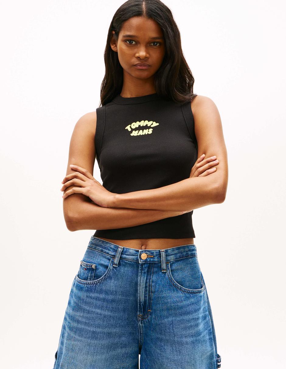 Playera sin manga cuello redondo para mujer 1