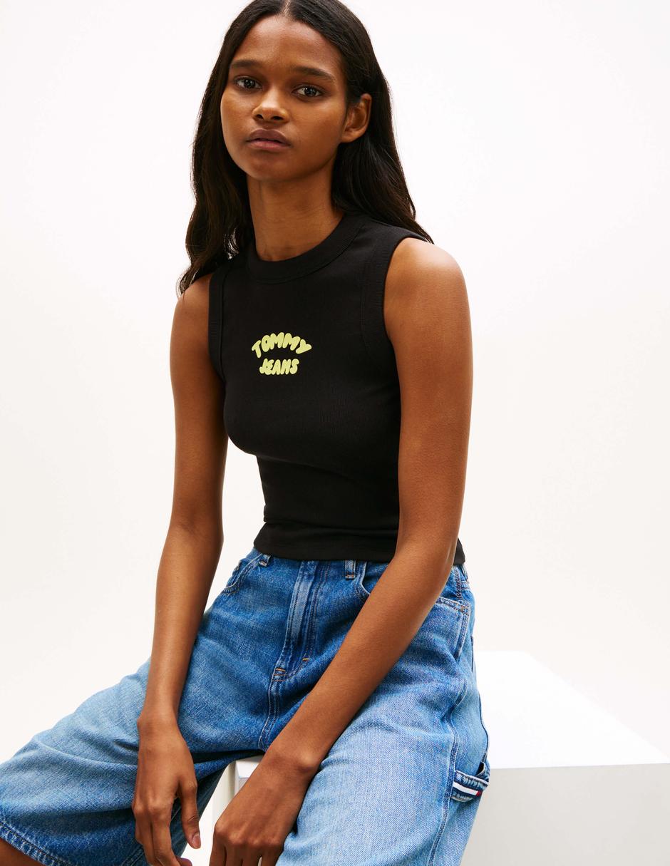 Playera sin manga cuello redondo para mujer 2