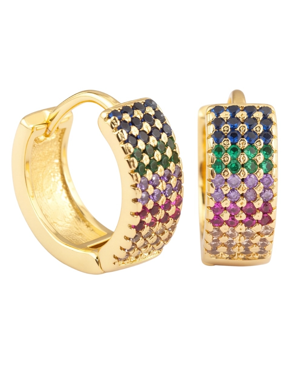 Arracadas Arcoíris con acabado baño de oro 18 K zirconia