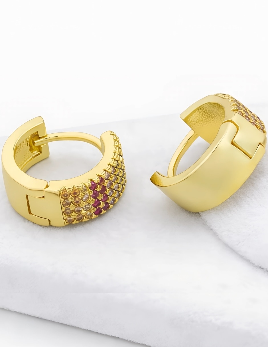 Arracadas Arcoíris con acabado baño de oro 18 K zirconia 5