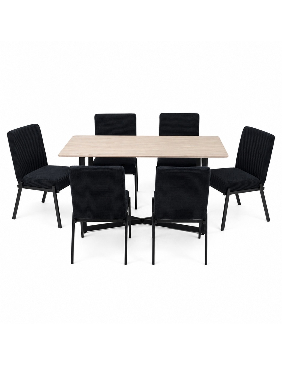 Comedor Luxen + Zenta Sochic para 6 personas de madera de pino