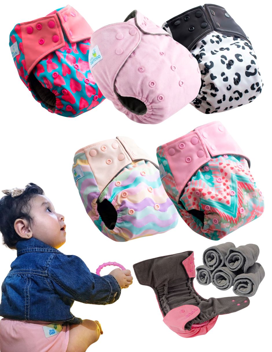 Set pañal ecológico de tela doble riel etapa 3 unisex con 5 piezas 1