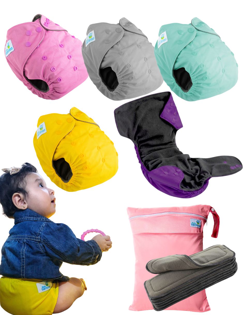 Pañal ecológico de tela Babybamboo etapa 3 unisex con 5 piezas