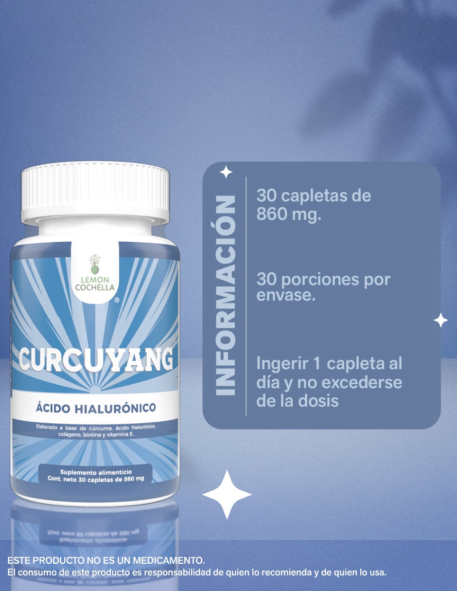 Curcuyang ácido hialurónico Lemon Cochella con turmeric cúrcuma ácido hialurónico colágeno hidrolizado biotina y vitamina E