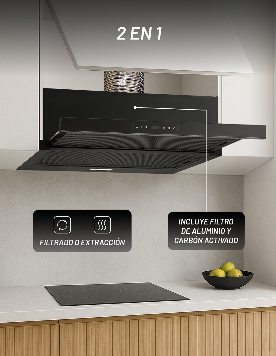 Campana plana CAMEXTEL90VTDSC-N de vidrio 5