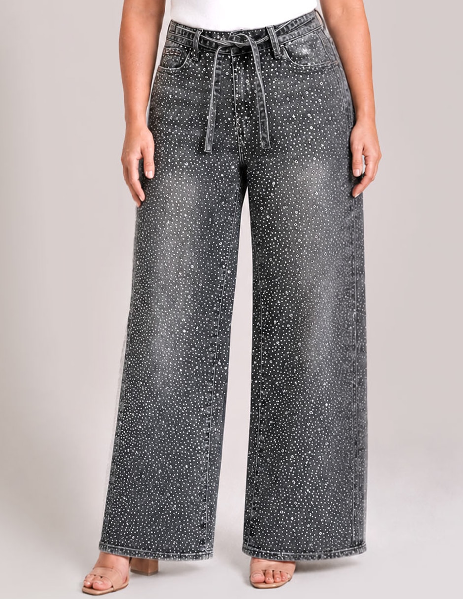 Jeans wide leg cintura alta para mujer