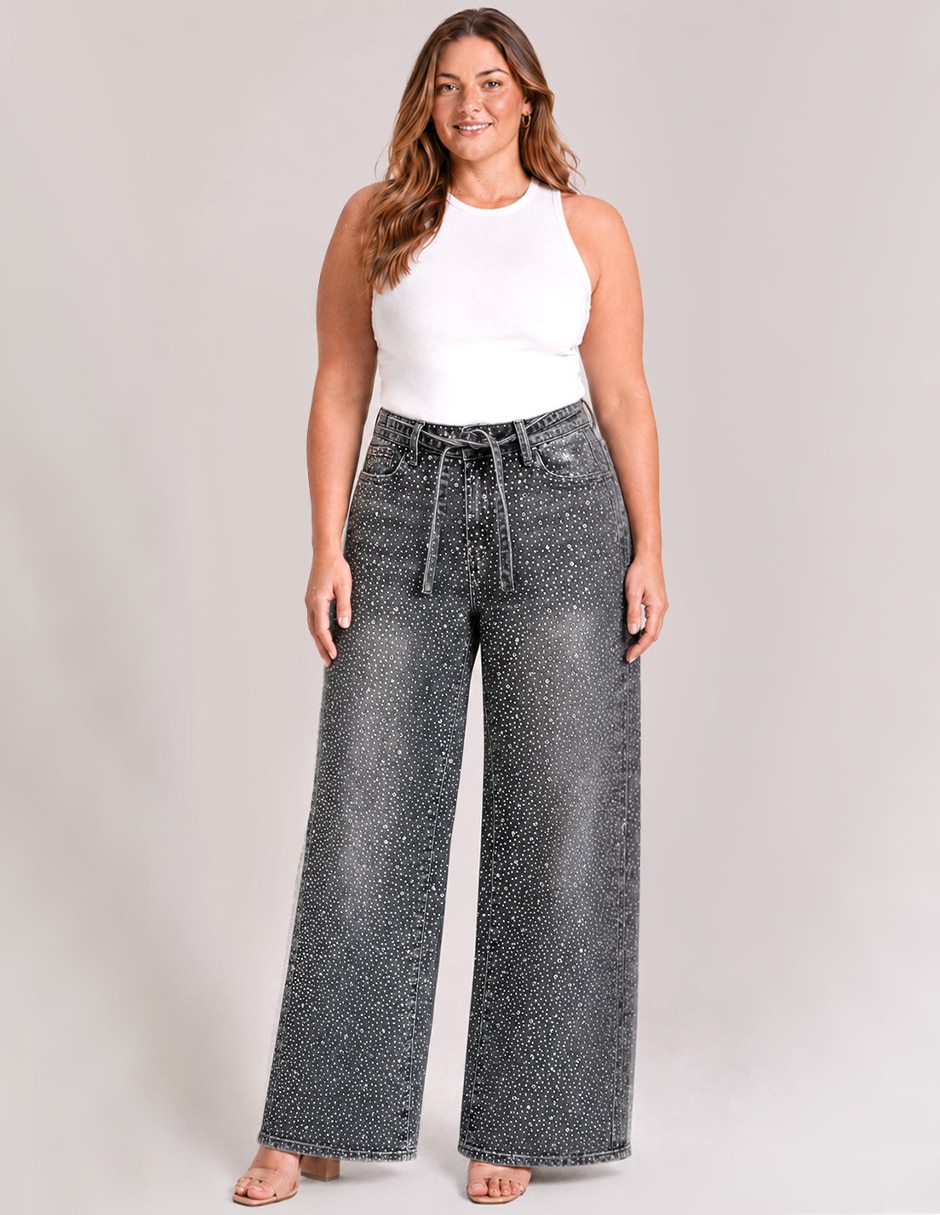 Jeans wide leg cintura alta para mujer 3