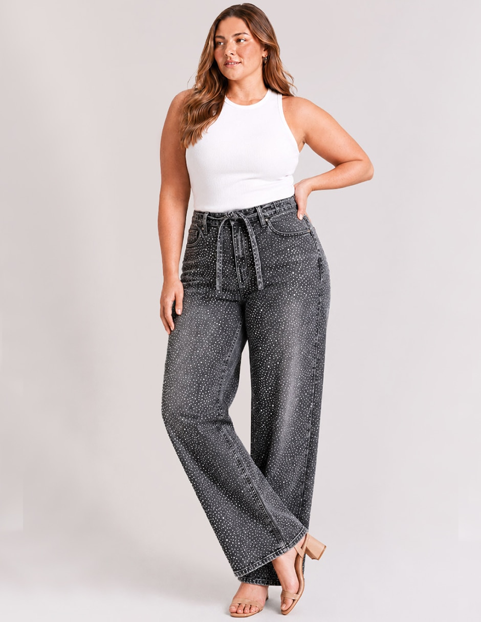 Jeans wide leg cintura alta para mujer 4