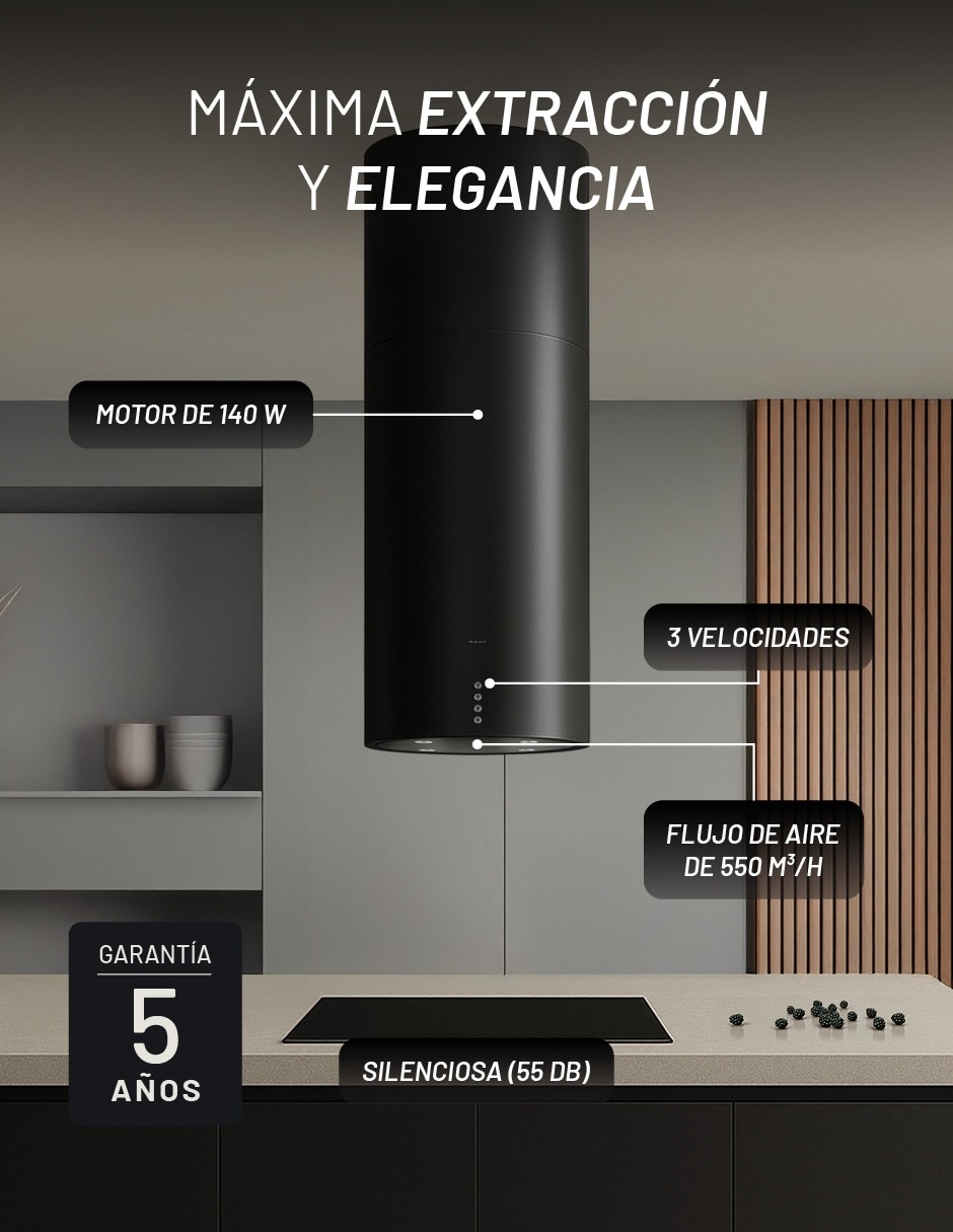 Campana de isla CAMEXISDECO39TUBO-N de acero inoxidable 5