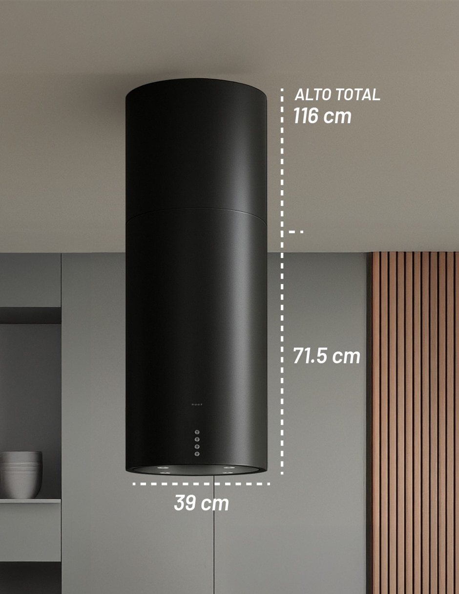 Campana de isla CAMEXISDECO39TUBO-N de acero inoxidable