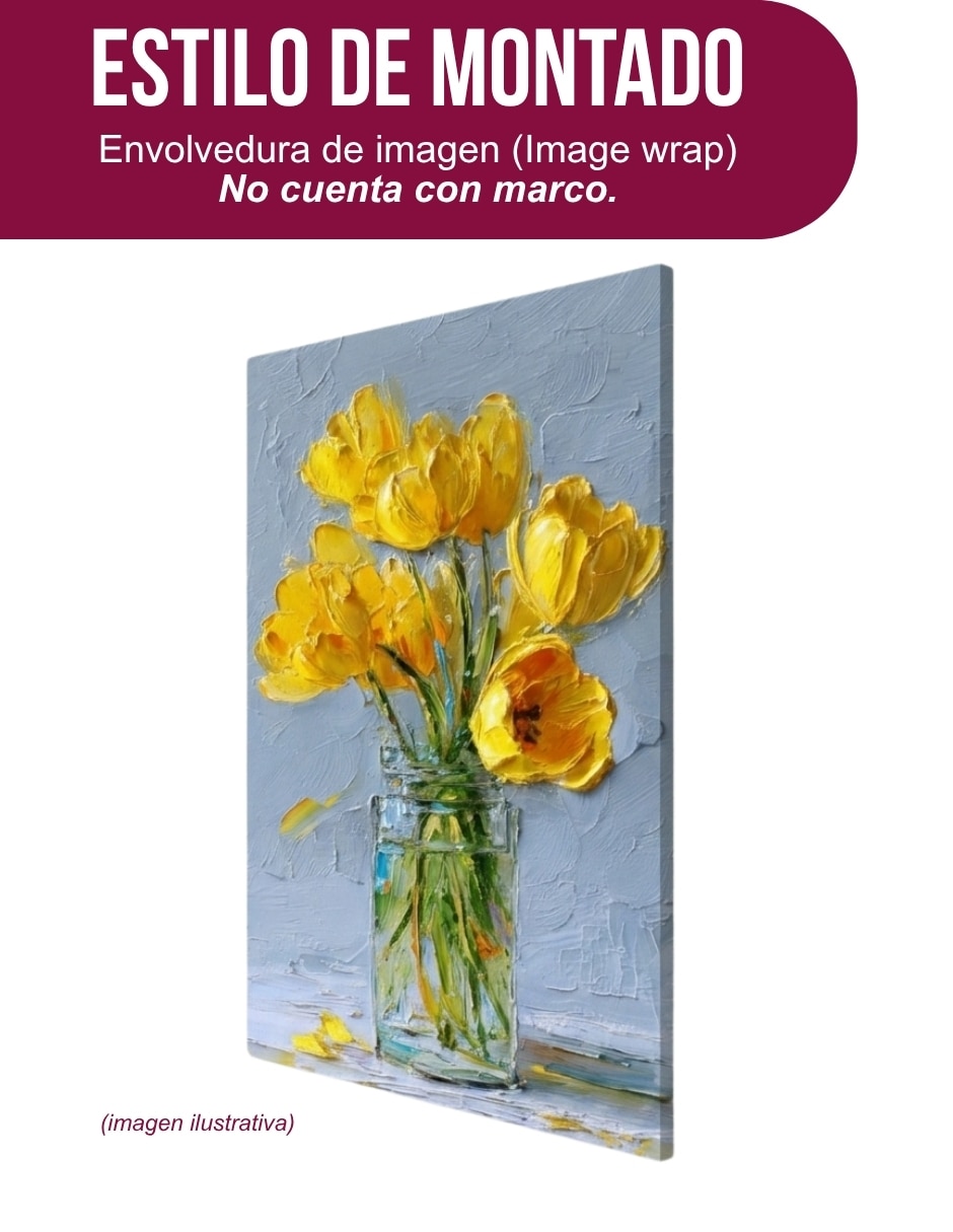 Cuadro decorativo impresión en tela Tulipan amarillo 2
