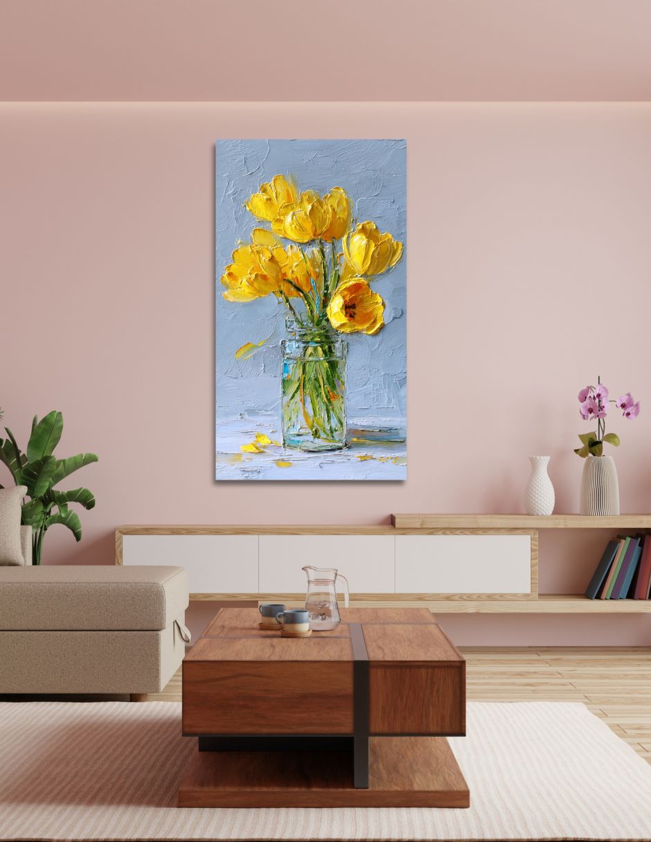 Cuadro decorativo impresión en tela Tulipan amarillo 9