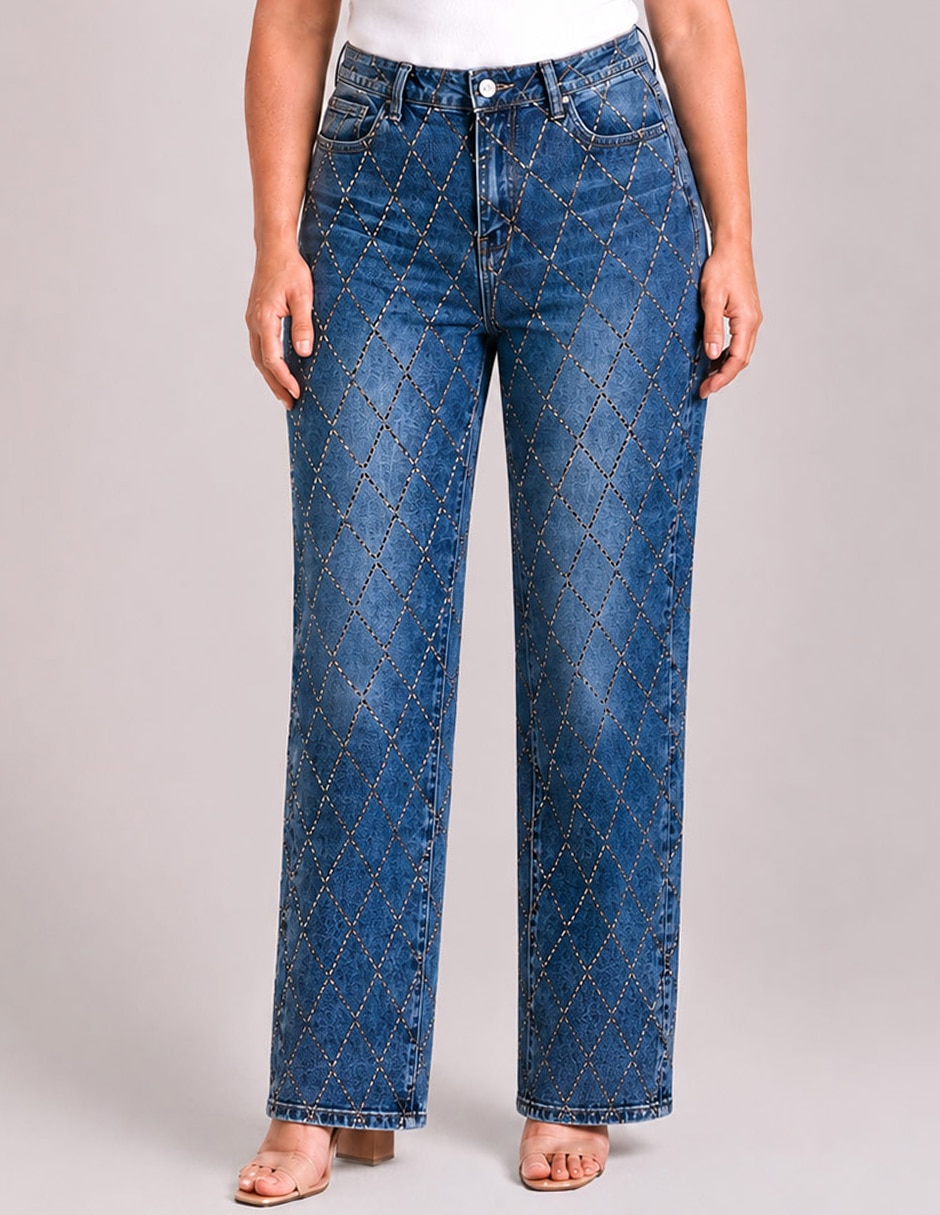 Jeans straight cintura alta para mujer