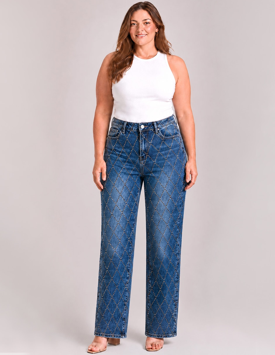 Jeans straight cintura alta para mujer 4