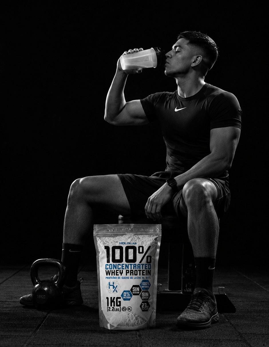 Proteína Whey Protein concentrada 80% 1 kg Olix con proteína sabor natural