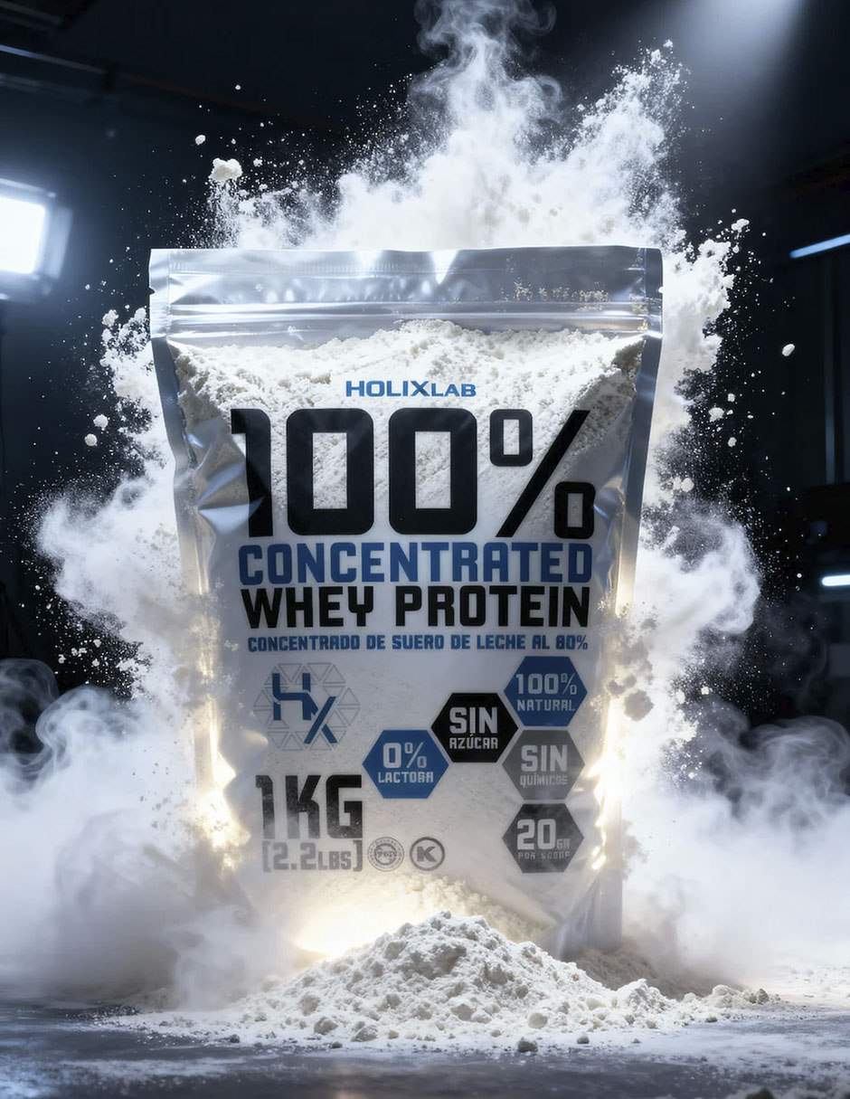 Proteína Whey Protein concentrada 80% 1 kg Olix con proteína sabor natural