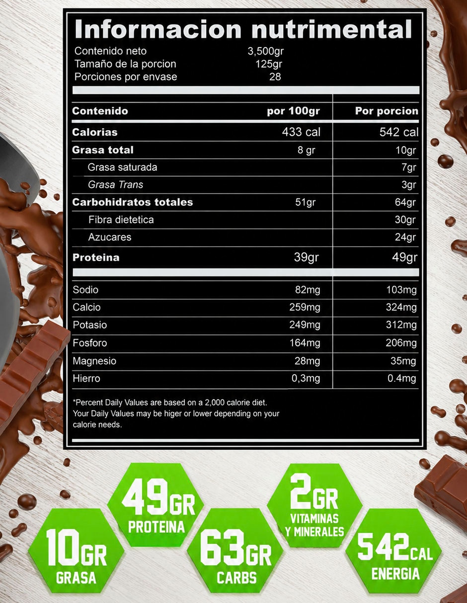 Mass Gainer Whey Olix con vitaminas sabor chocolate de 3.5 kg