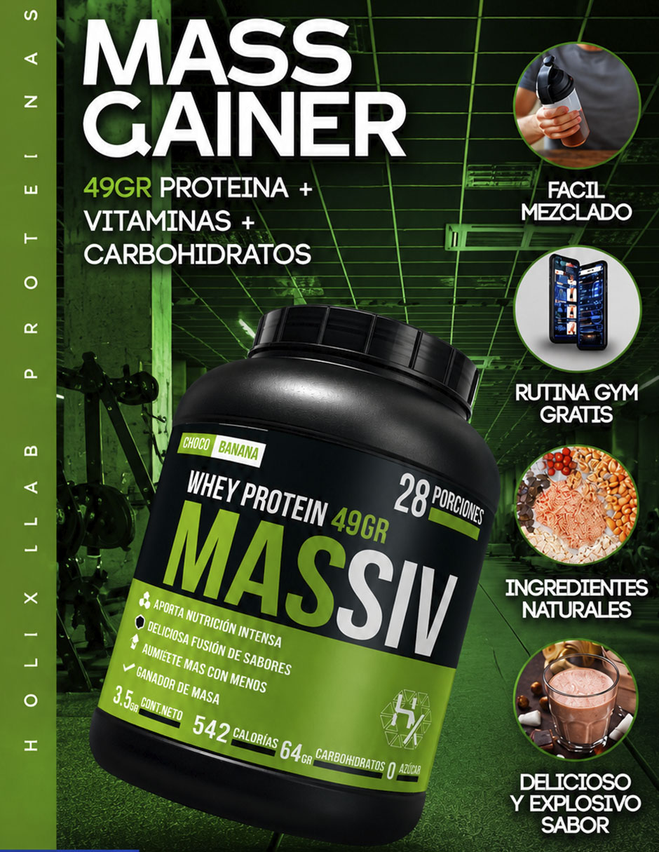 Mass Gainer Whey Olix con vitaminas sabor chocolate de 3.5 kg