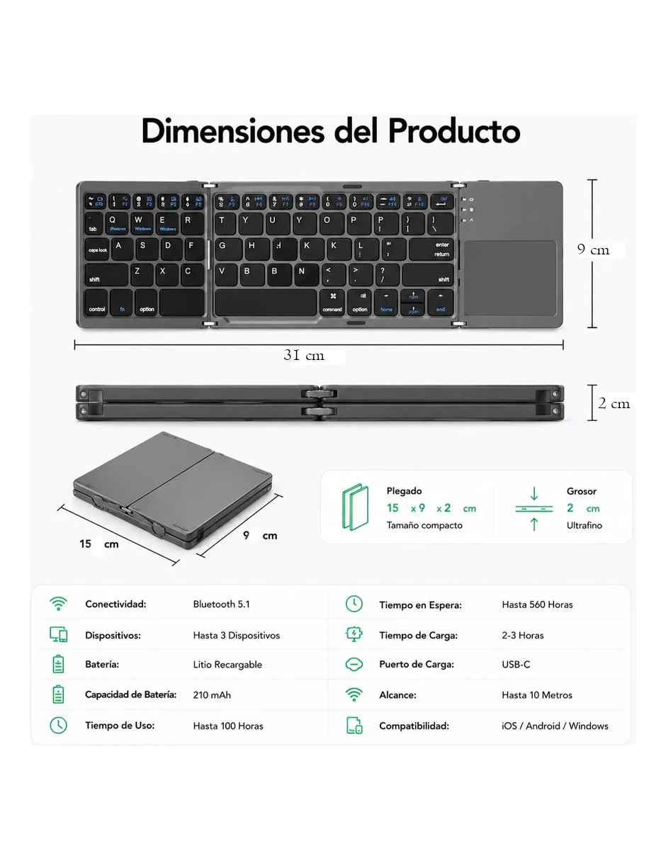 Teclado portátil inalámbrico Petukita Box Afw