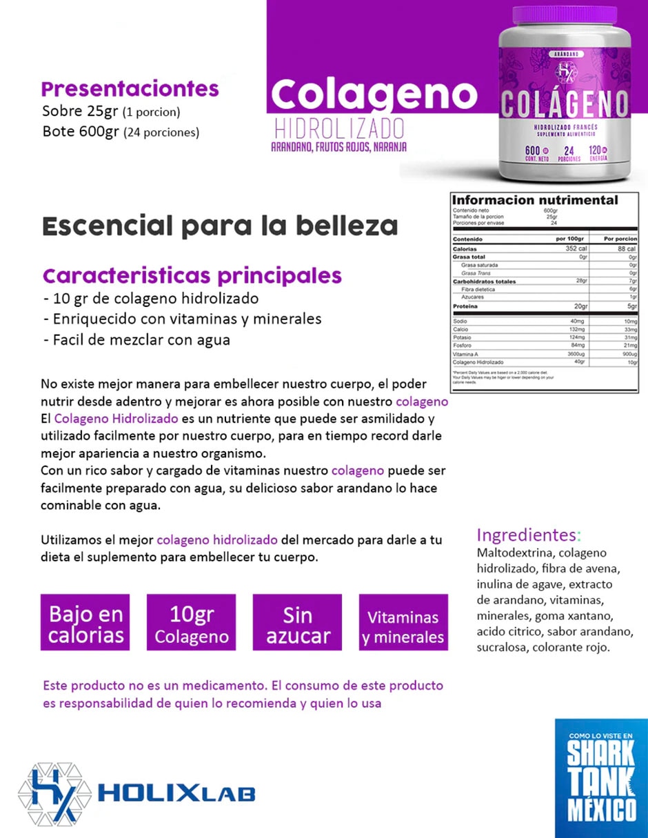 Colágeno Hidrolizado Francés Olix con colágeno sabor arándano 600 g