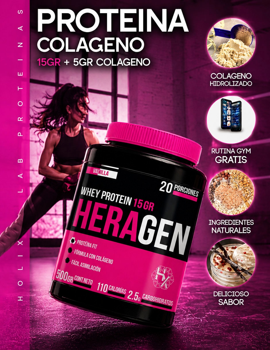 Proteína Whey mas colageno Olix sabor vainilla de 500 g
