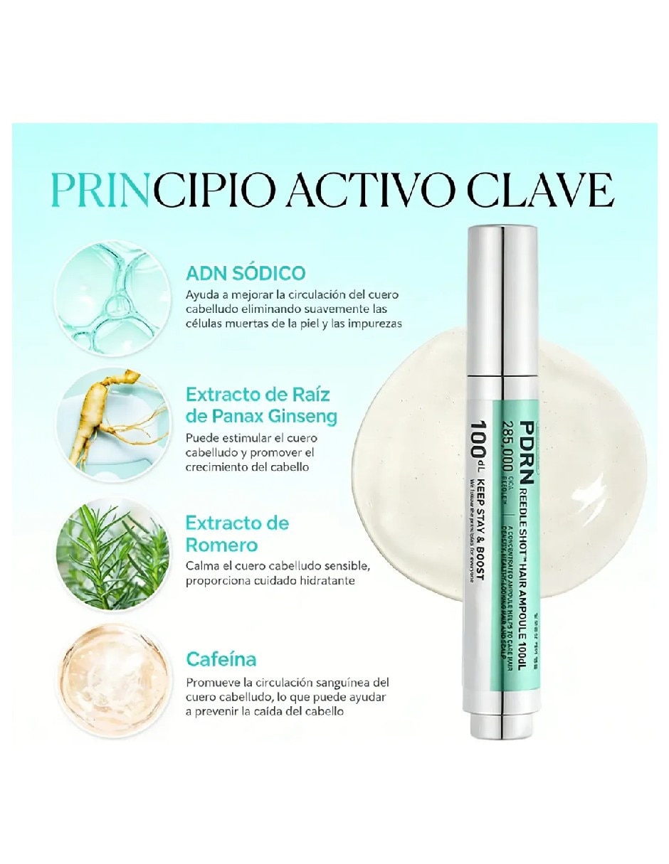Sérum capilar VT Cosmetics PDRN Reedle Shot Hair Ampoule 100dL Genérica para cuero cabelludo
