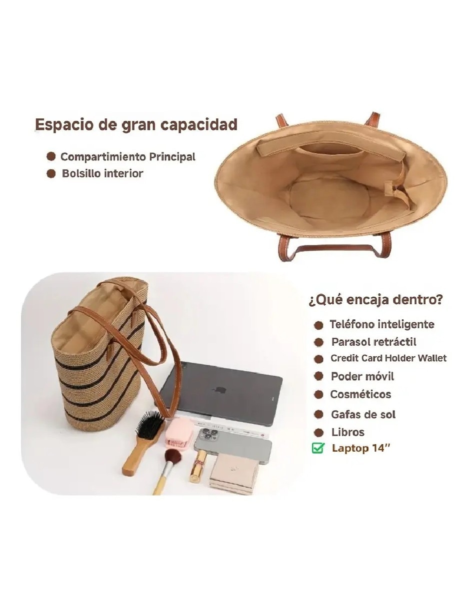 Bolsa casual Genérica de paja