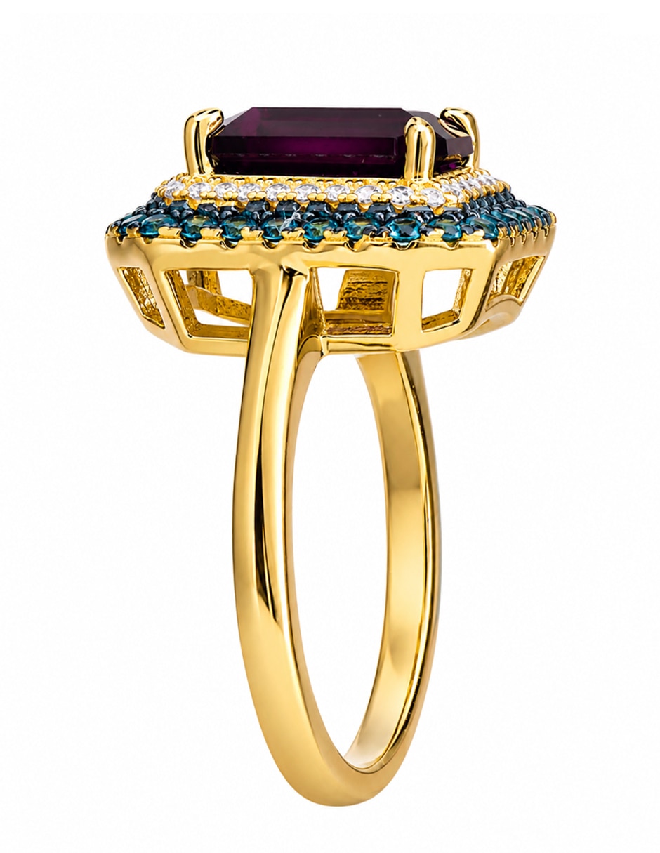 Anillo Gladkova Joyería  P 925 de Plata amatista chaPa de oro