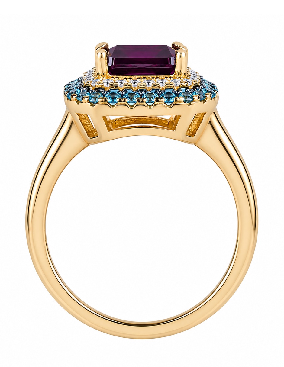 Anillo Gladkova Joyería  P 925 de Plata amatista chaPa de oro