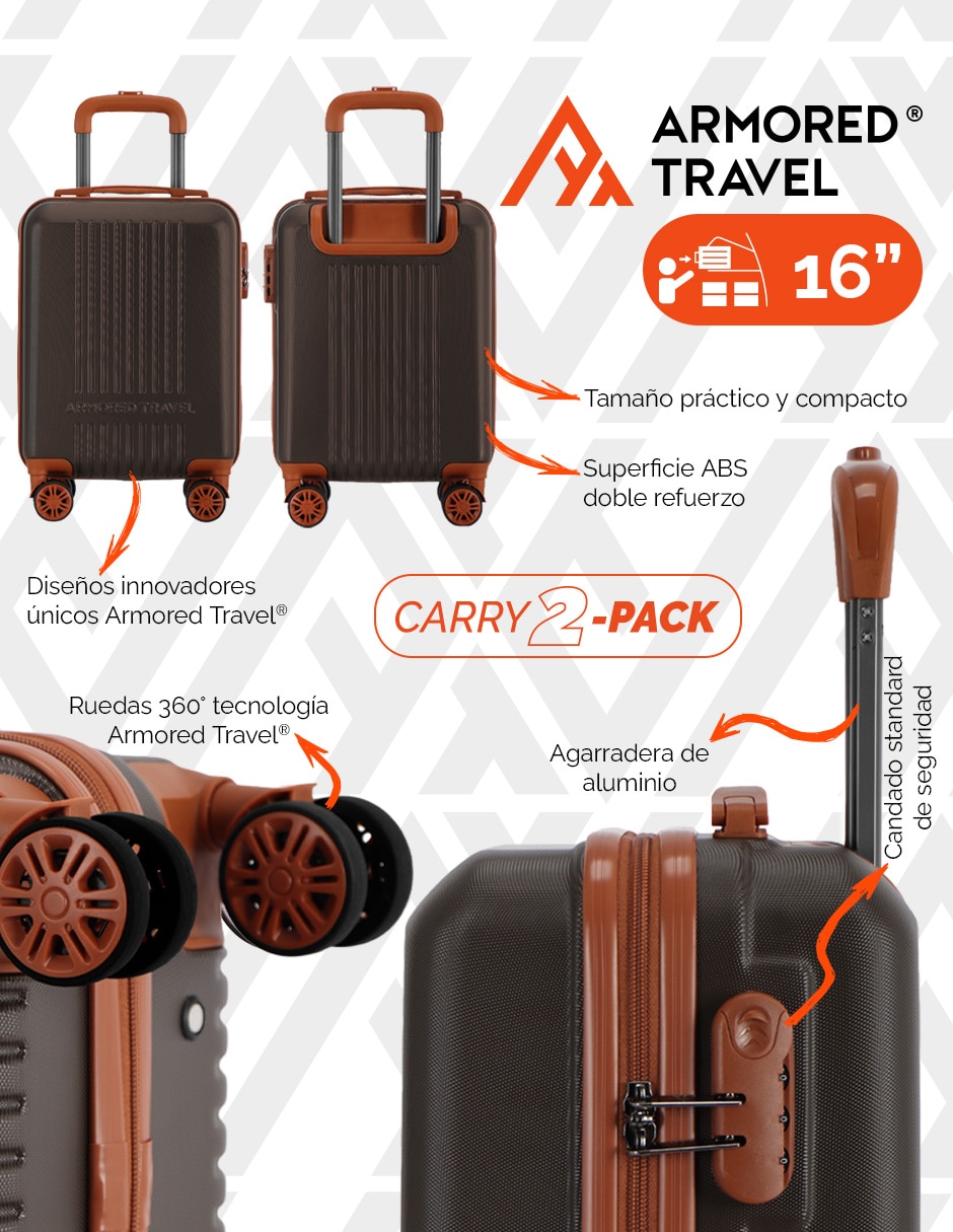 Maleta con ruedas de mano armored travel carry-on 2 pack 20 + 16