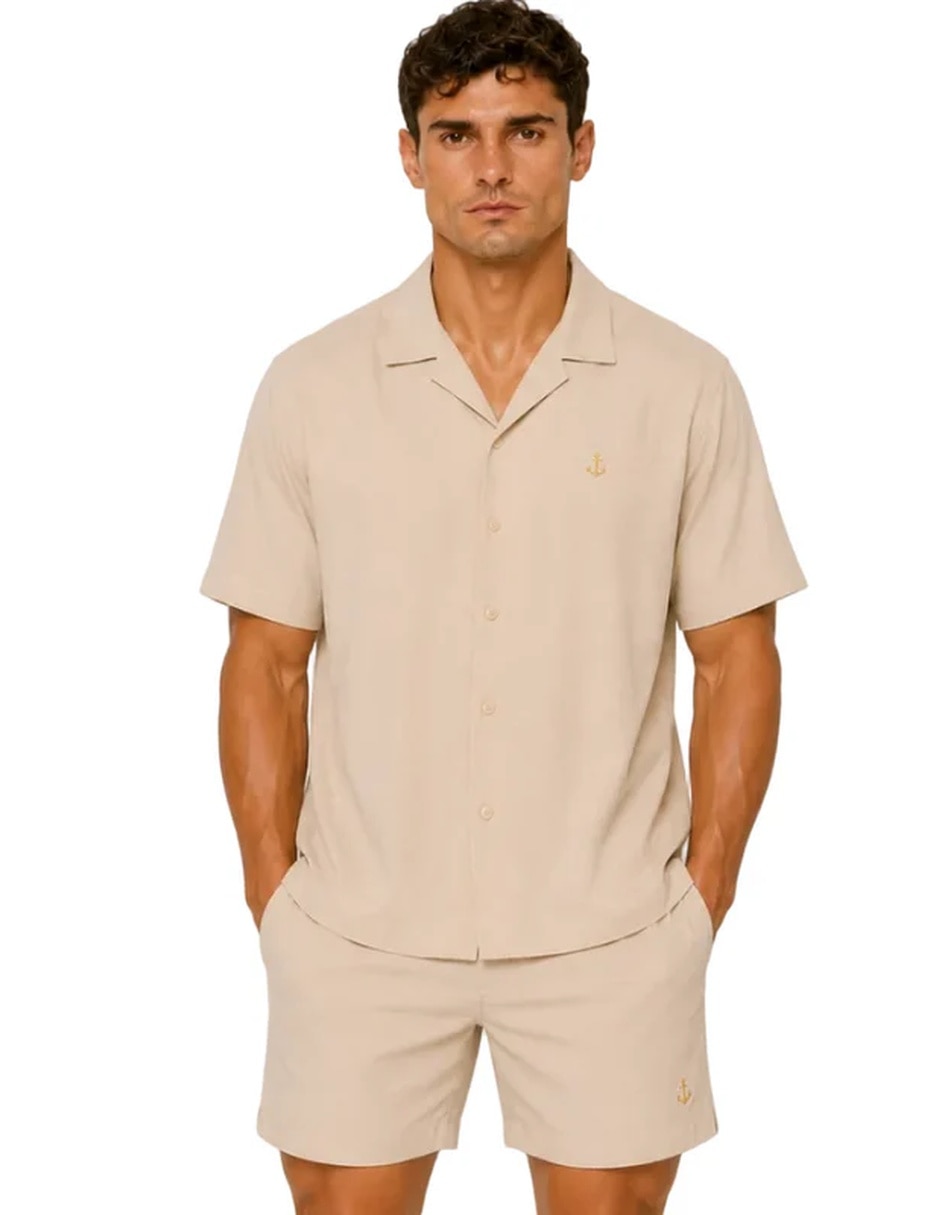 Camisa casual John Leopard Belmond manga corta para hombre