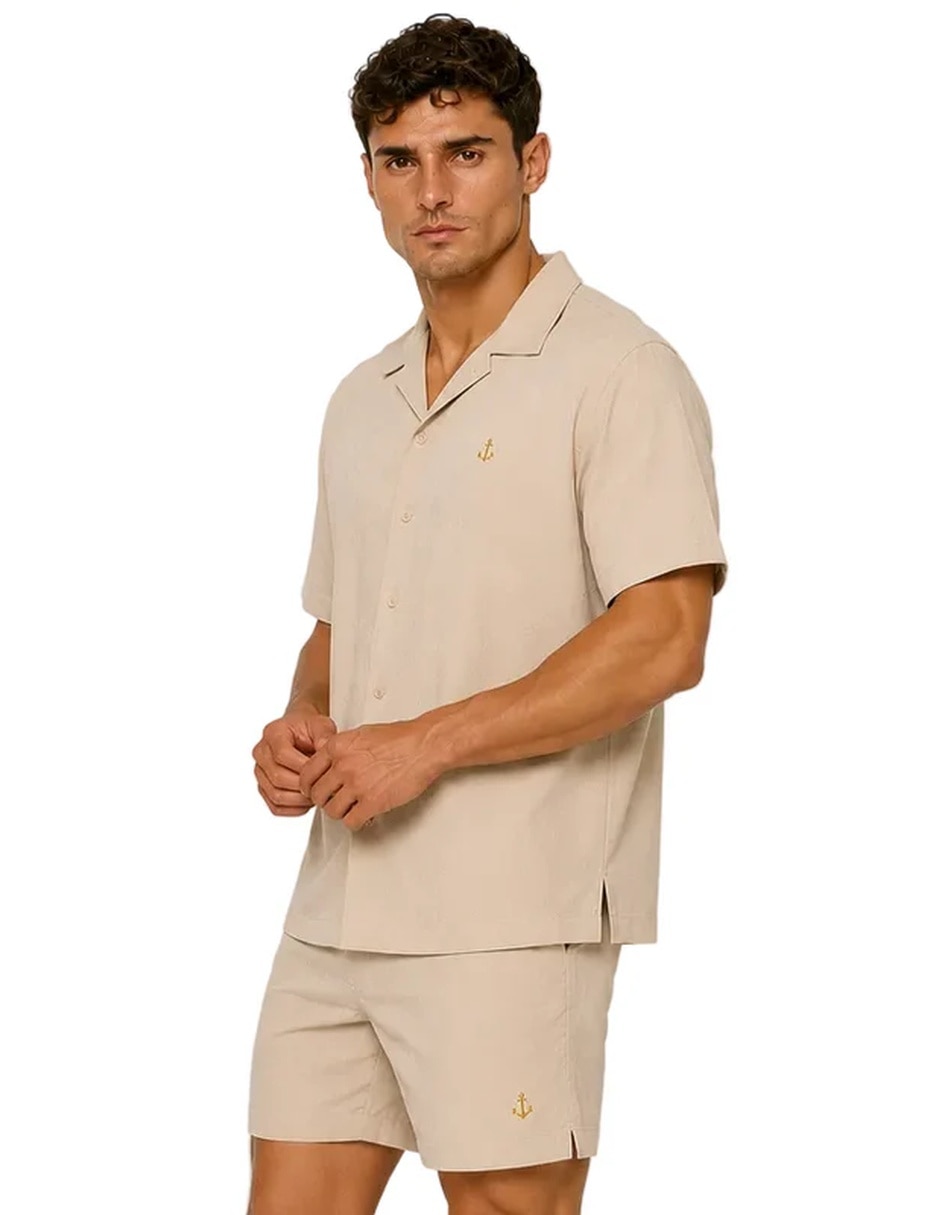 Camisa casual John Leopard Belmond manga corta para hombre